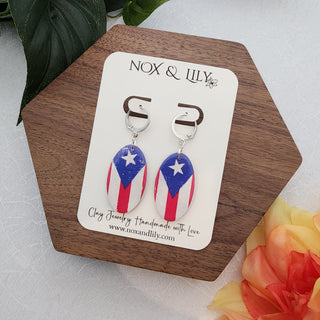 Puerto Rican Flag Earrings | Hypoallergenic Huggie Earrings