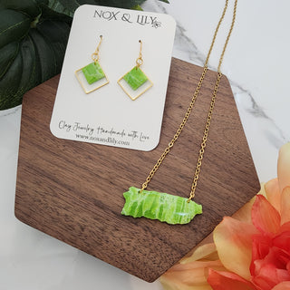 Puerto Rico Necklace & Dangle Earrings Set | Hypoallergenic Jewelry