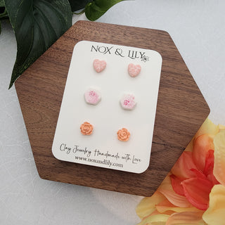 Cute In Pink 3 Pack Hypoallergenic Stud Earrings